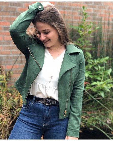 Veste style perfecto en suédine YCOO couleur vert